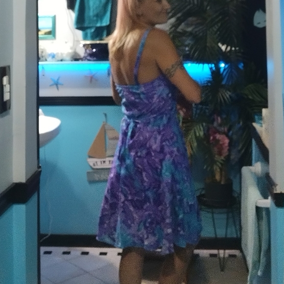 Turquoise/purple sleeveless dress - Picture 4 of 12